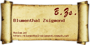 Blumenthal Zsigmond névjegykártya